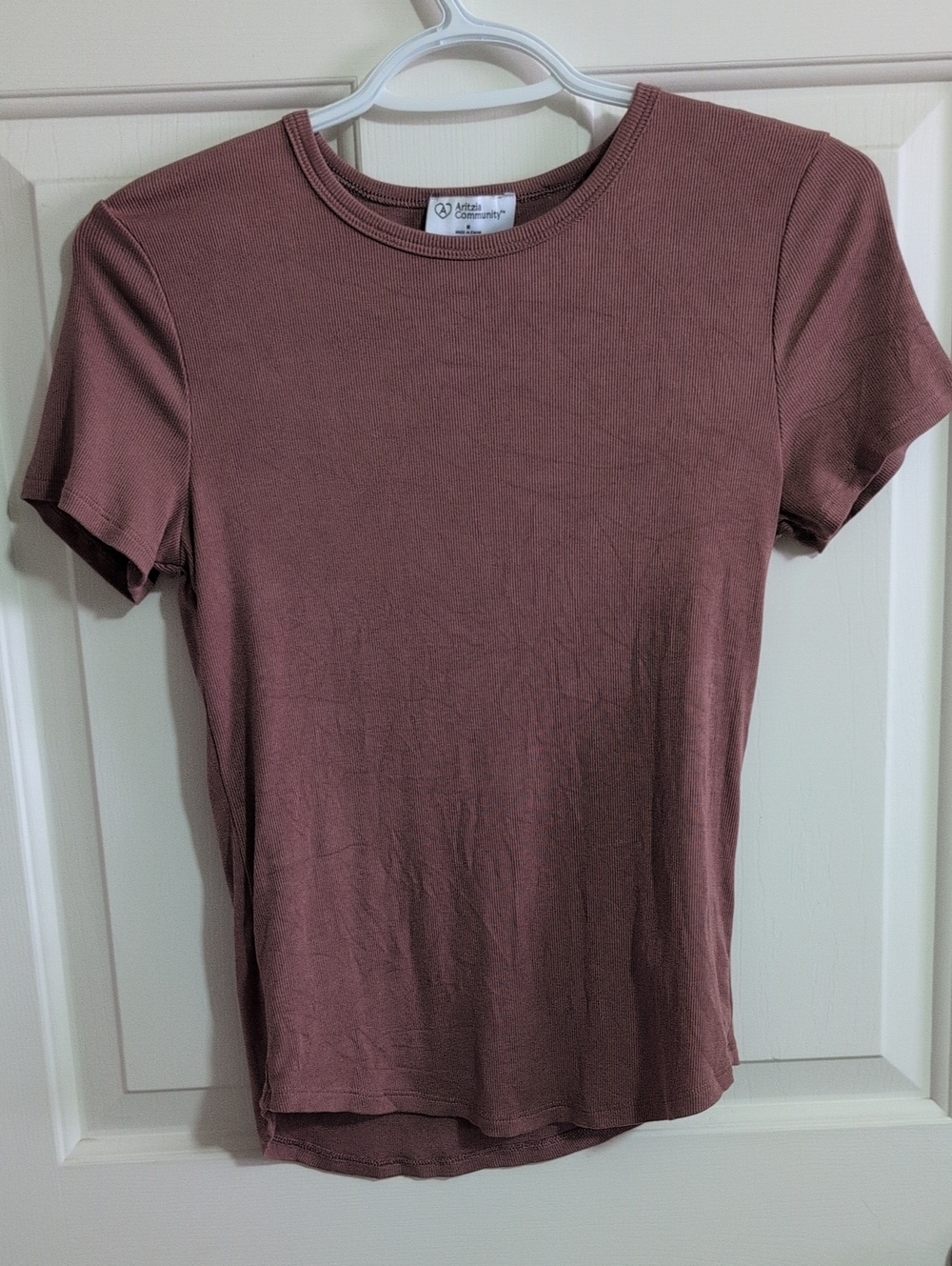 Aritzia Short Sleeve Crewneck Tee in Mauve